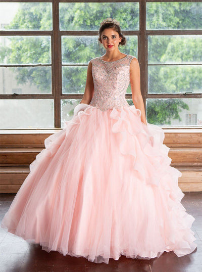 Layered Sleeveless Illusion Quinceanera Dress by Calla KY79288