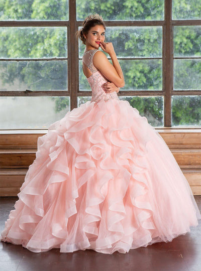 Layered Sleeveless Illusion Quinceanera Dress by Calla KY79288