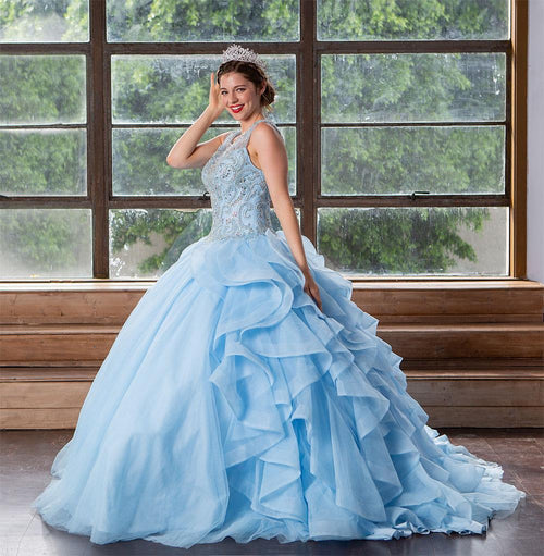 Layered Sleeveless Illusion Quinceanera Dress by Calla KY79288