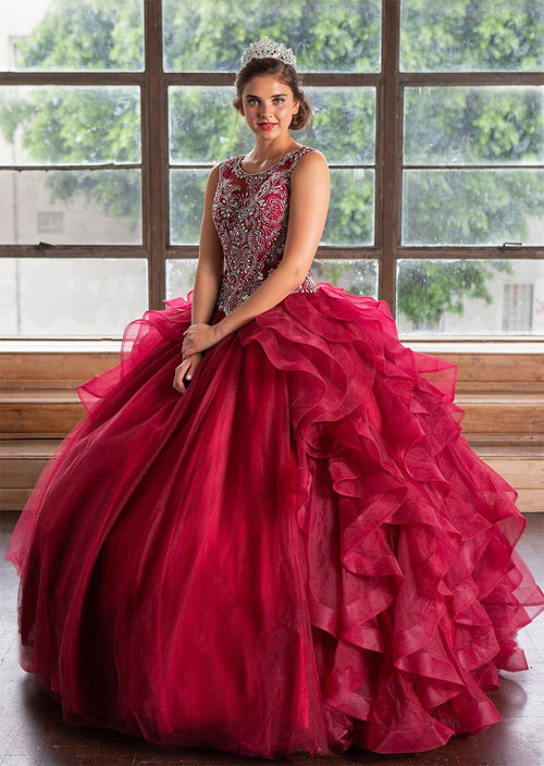Layered Sleeveless Illusion Quinceanera Dress by Calla KY79288
