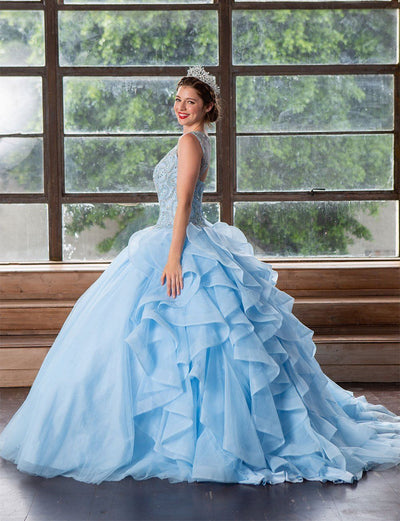 Layered Sleeveless Illusion Quinceanera Dress by Calla KY79288
