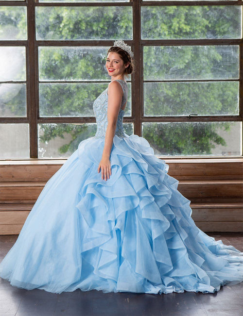 Layered Sleeveless Illusion Quinceanera Dress by Calla KY79288