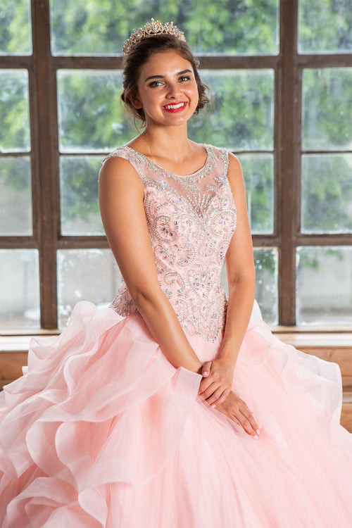 Layered Sleeveless Illusion Quinceanera Dress by Calla KY79288