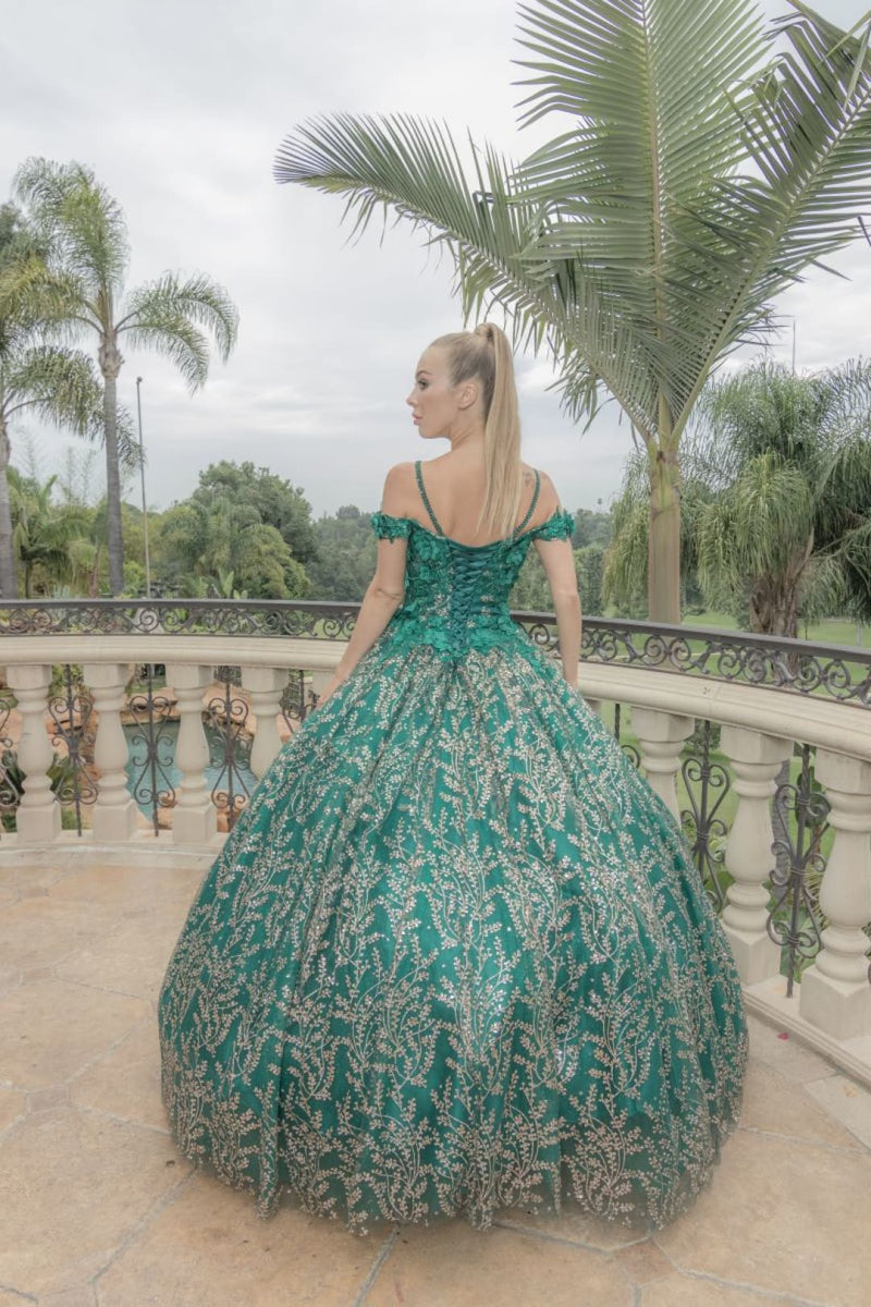 Sweet 16 Hunter Green Ball Gown LK159