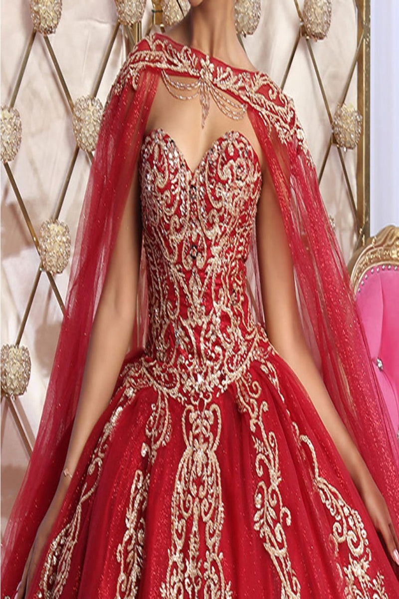 Sweet 16 Birthday Party Dress in Burgundy/Gold Style LK230 Ball Gown