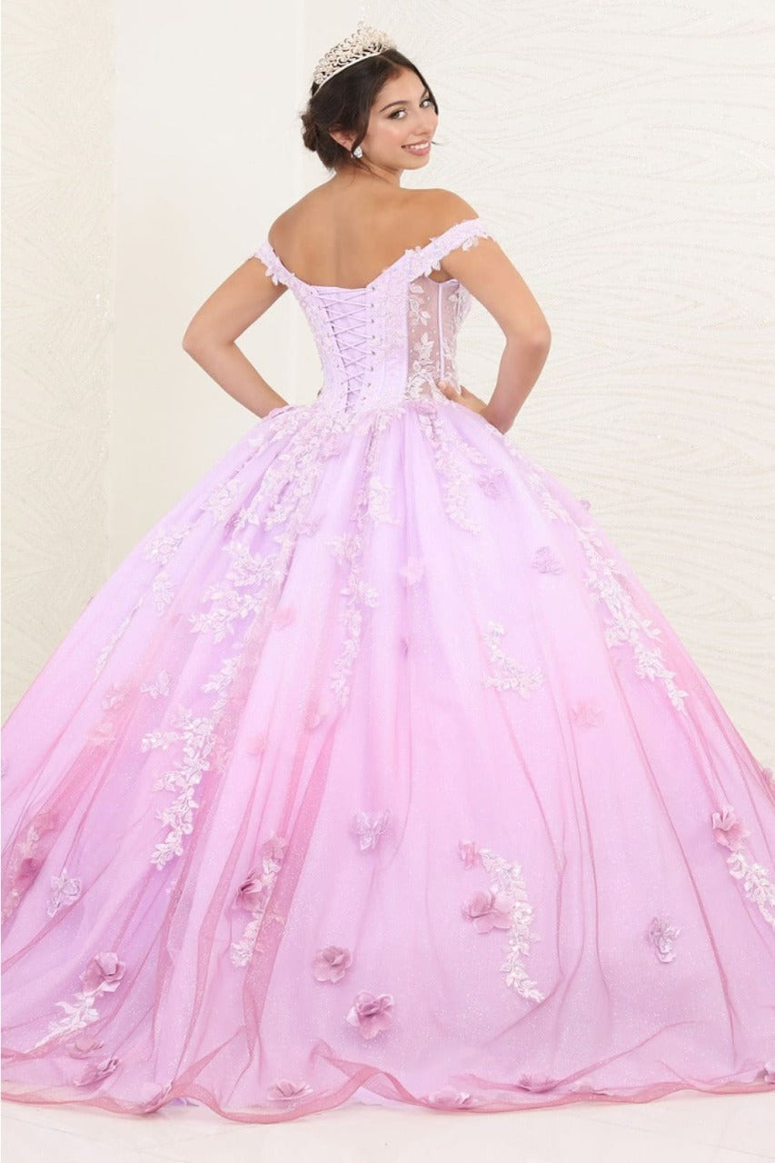 Layla K LK254 Off-Shoulder Glitter Embellished Lilac Quince Gown - LILAC / 4 - Dress