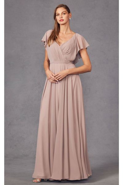 Long Flutter Sleeve Chiffon Gown by Juliet 261 - Dress
