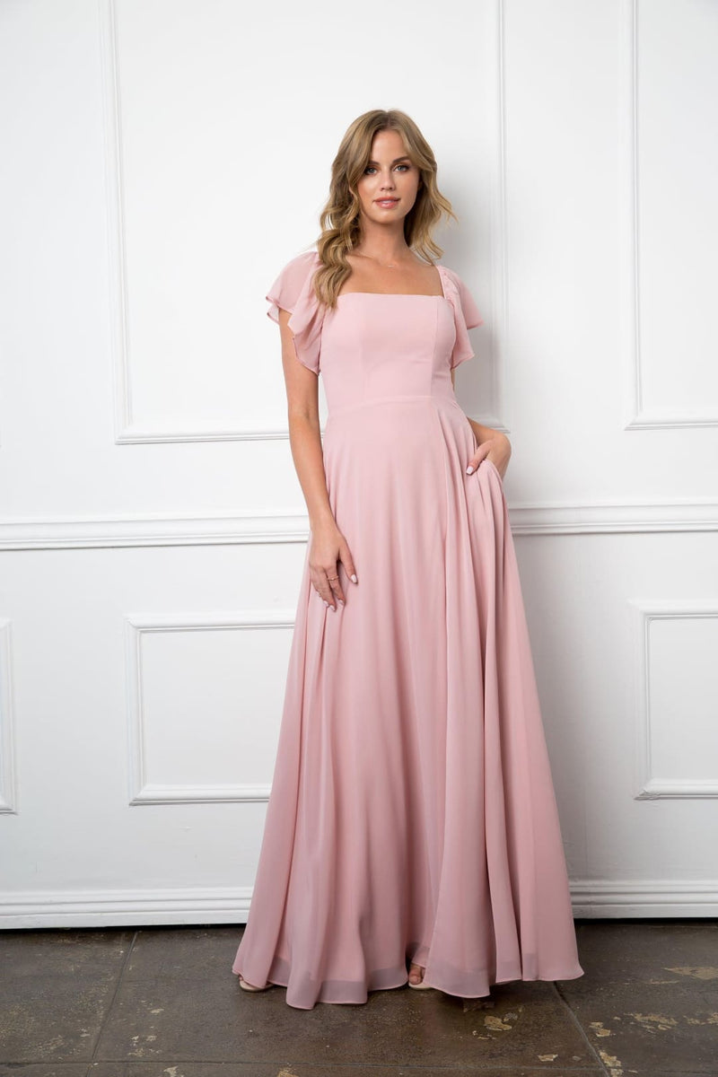 Eva USA 3512 Faux Halter Satin Bridesmaids Dress main image 0