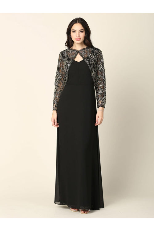 Long Formal Mother of the Bride Lace Jacket Dress - The Dress Outlet