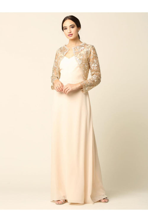 Long Formal Mother of the Bride Lace Jacket Dress - The Dress Outlet