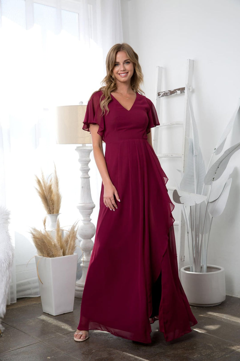 slim fit dress slacks Plus Size Fitted Satin Halter Slit Gown by Ladivine CH079C