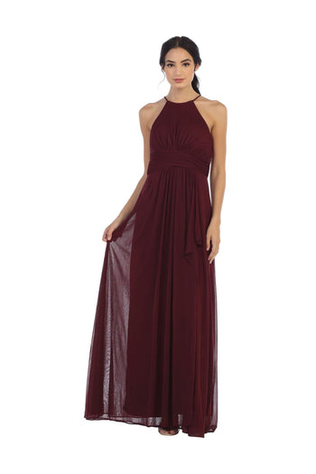 Long Halter Tie Back Bridesmaid Dress - The Dress Outlet