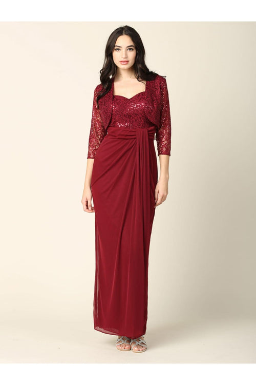 Long Mother of the Bride 2 Piece Formal Bolero Dress - The Dress Outlet