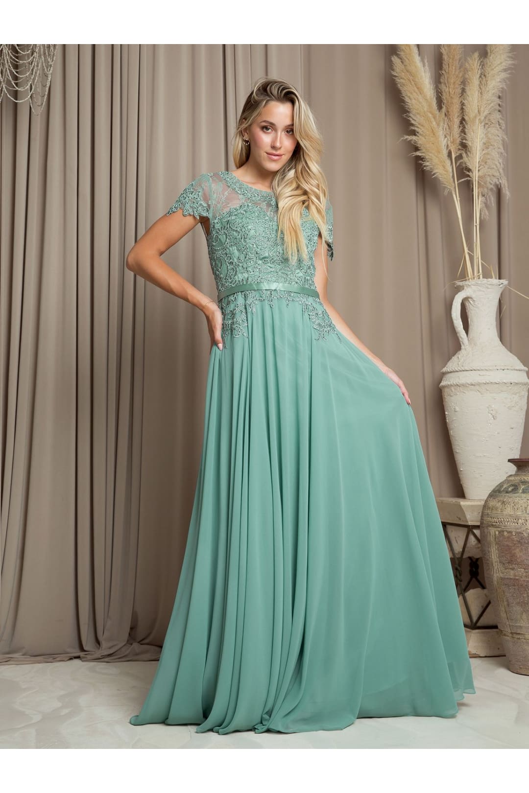 Mother of the Bride Dresses Long Mother of the Bride Beaded Chiffon Formal Gown Sage
