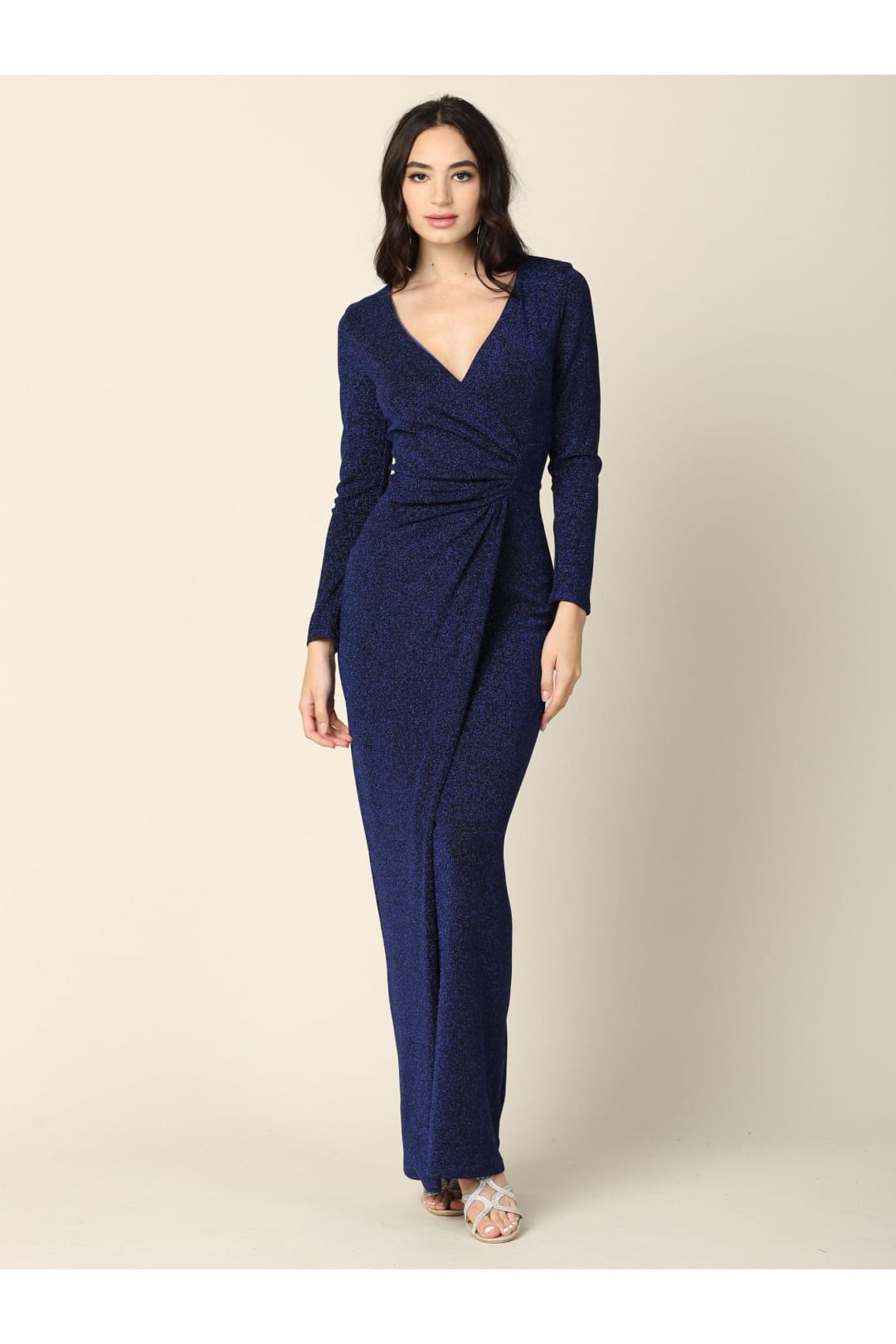 Long Mother of the Bride Formal Metallic Dress - The Dress Outlet