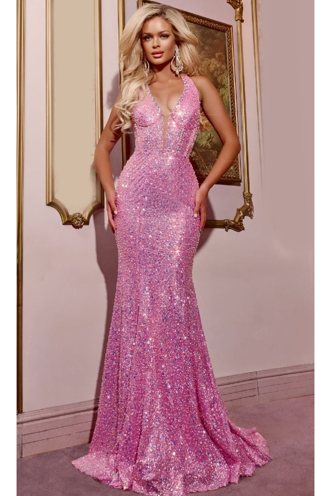 Long Prom Dress: Jovani D5302 - Rose / 00 - Apparel & Accessories > Clothing > Dresses