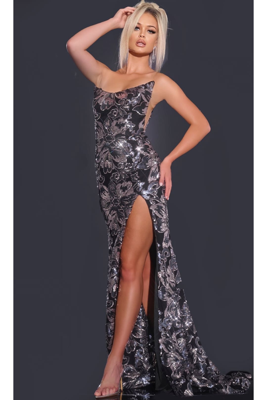 Long Sequin-Print Prom Dress: Jovani 44116 - Apparel & Accessories > Clothing > Dresses