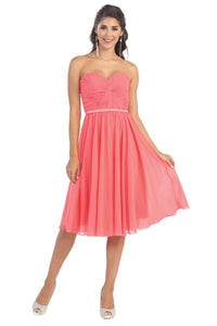 Lace Up Back Cocktail Dress - Coral / 4