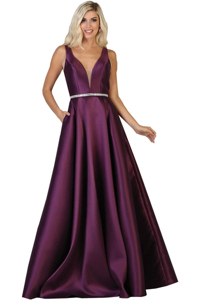 Simple Sleeveless Prom Dress - Eggplant / 4