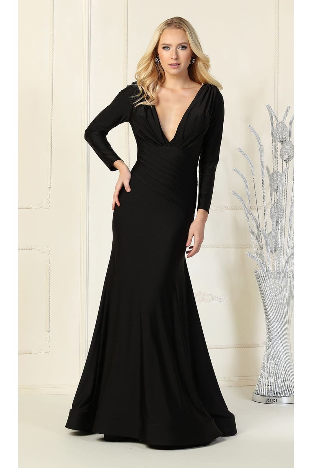 Long Sleeve Bodycon Dress - BLACK / 4