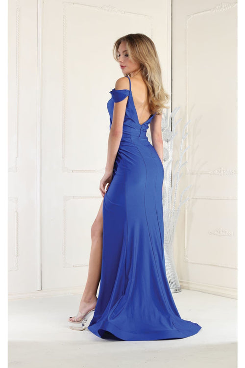 May Queen MQ1855 Long Slit Cold Shoulder Bodycon Prom Dress