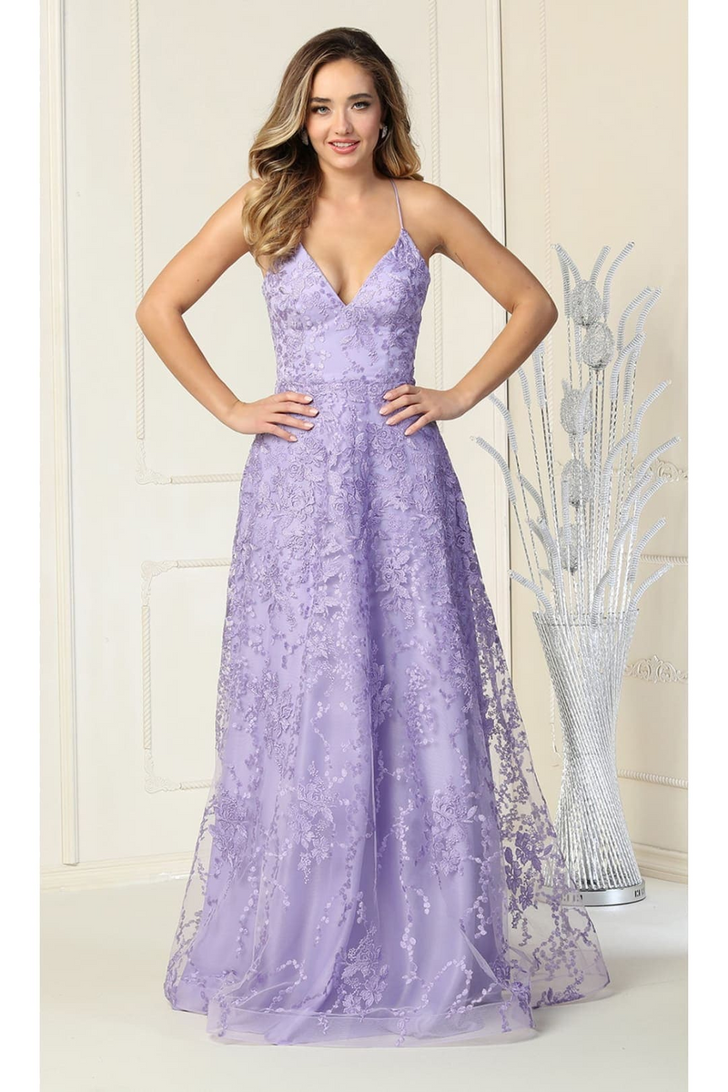 May Queen - Rosette Accented Fringe Homecoming Dress