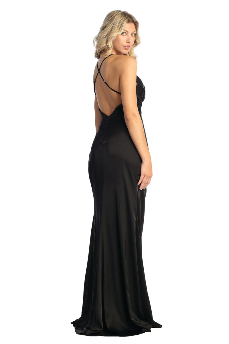 Satin Long Sexy Open Back Prom Dress MQ1899