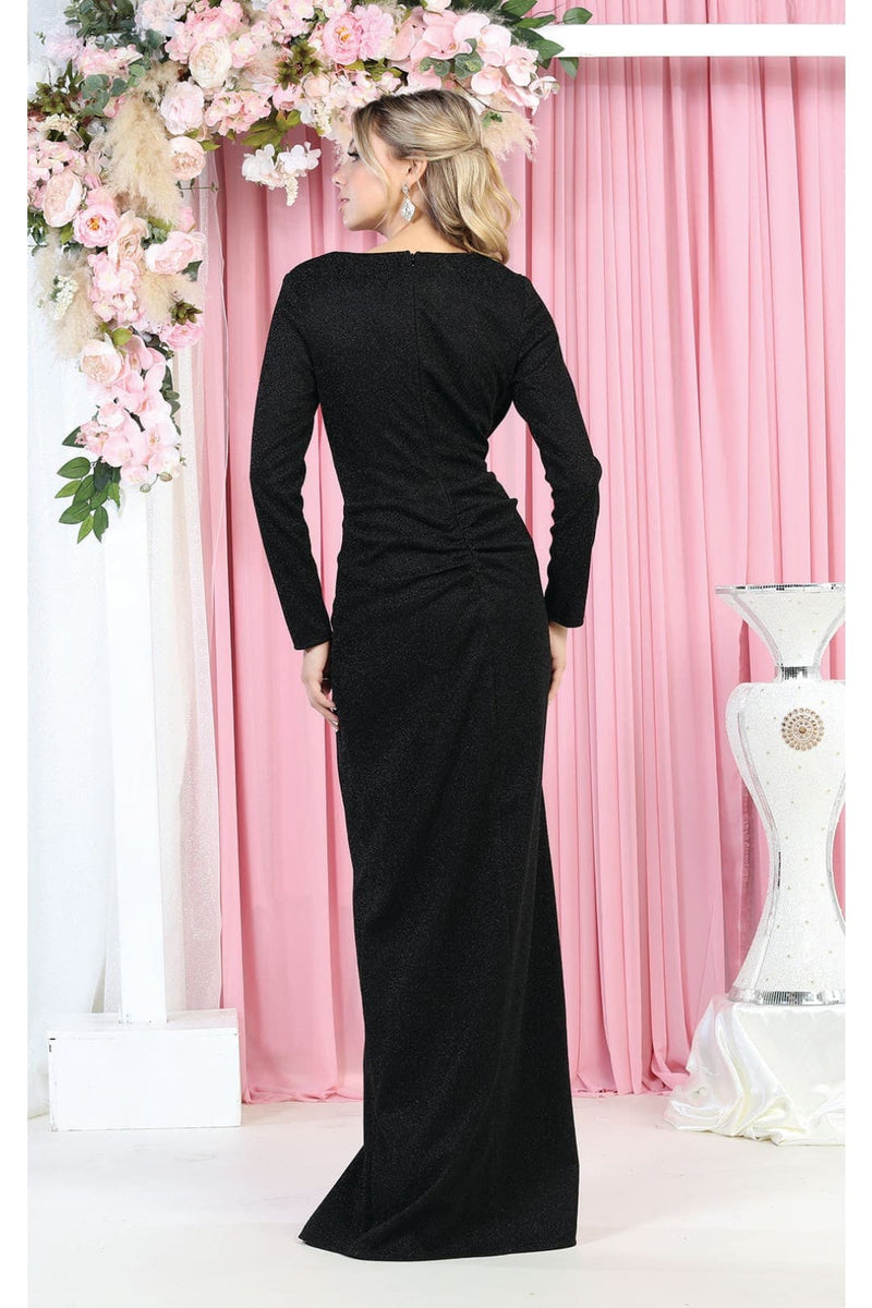 May Queen Long Sleeve Shimmer Formal Dress MQ1924 | Formal Dress Shops