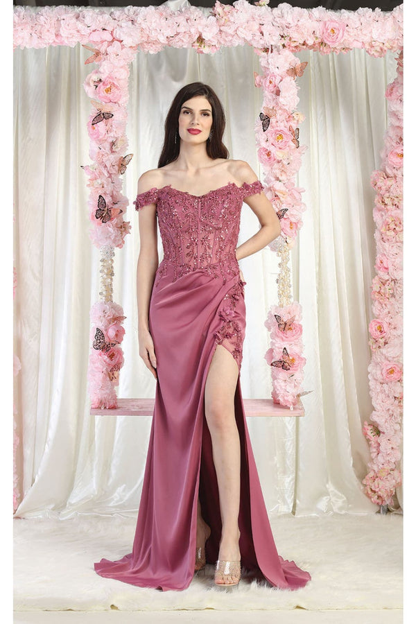 LA Merchandise LA1962 Corset Bone Prom Gown - LIPSTICK / 4 - Dress