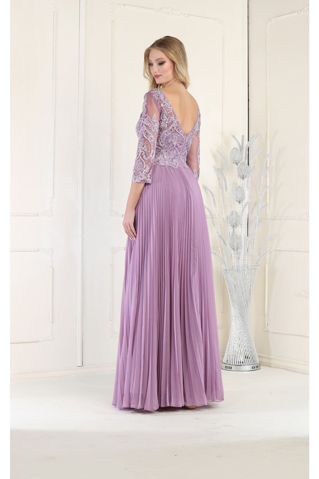 May Queen MQ1980 Pleated Embroidery Mother Of The Bride Gown