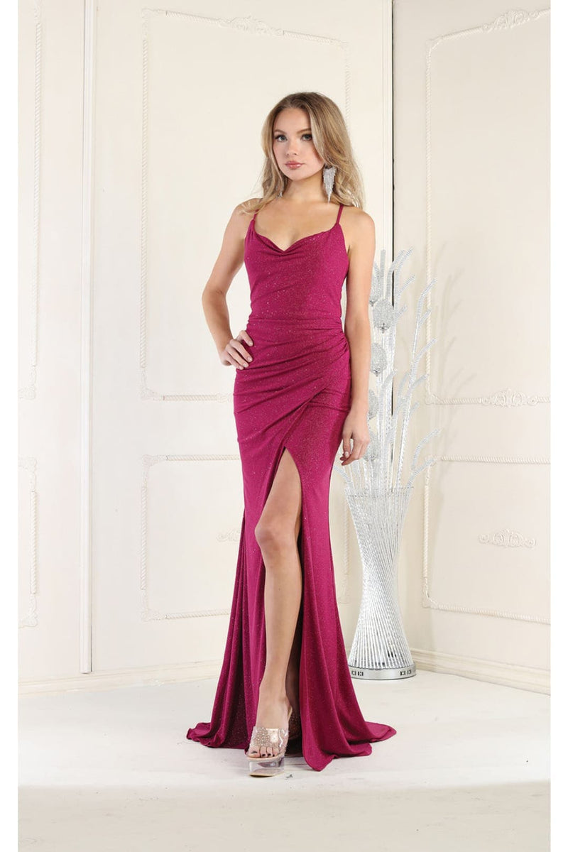 May Queen Criss Cross Open Back Prom Dress MQ1987
