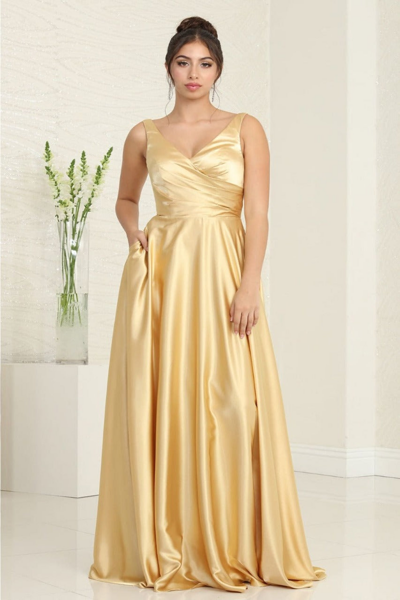 blue dress for baby girl Gold Bridesmaid Dresses in Satin and Plus Size Gowns by MQ1994