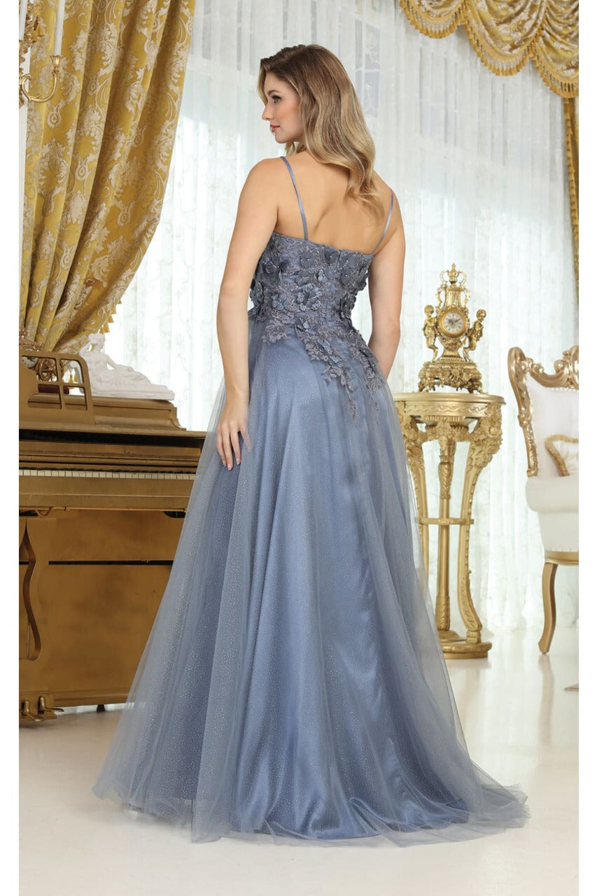 May Queen MQ2016 Sleeveless 3D Floral Embellished Pageant Evening Gown - Dress