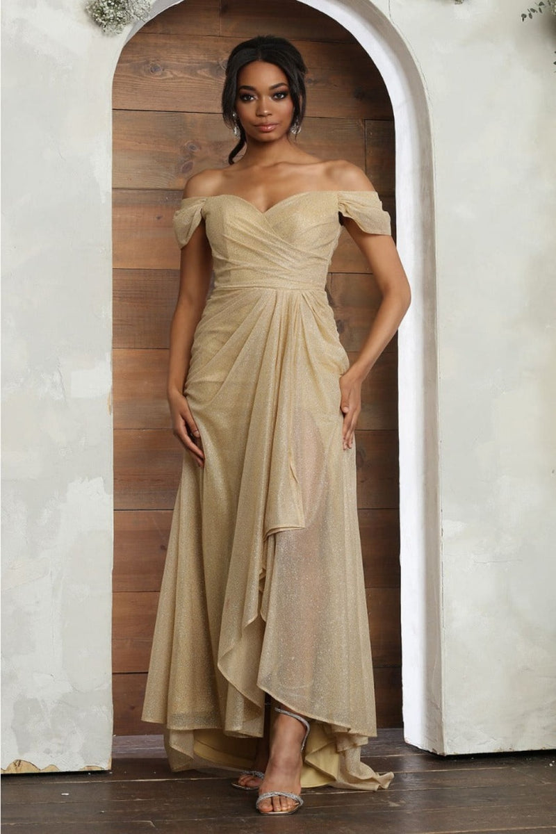 May Queen MQ2063 Off-Shoulder Mother of the Bride Ruched Gown-New Collection - BURGUNDY / 6 May Queen MQ2063 Off-Shoulder Mother of the Bride Ruched Gown-New Collection - BURGUNDY / 6