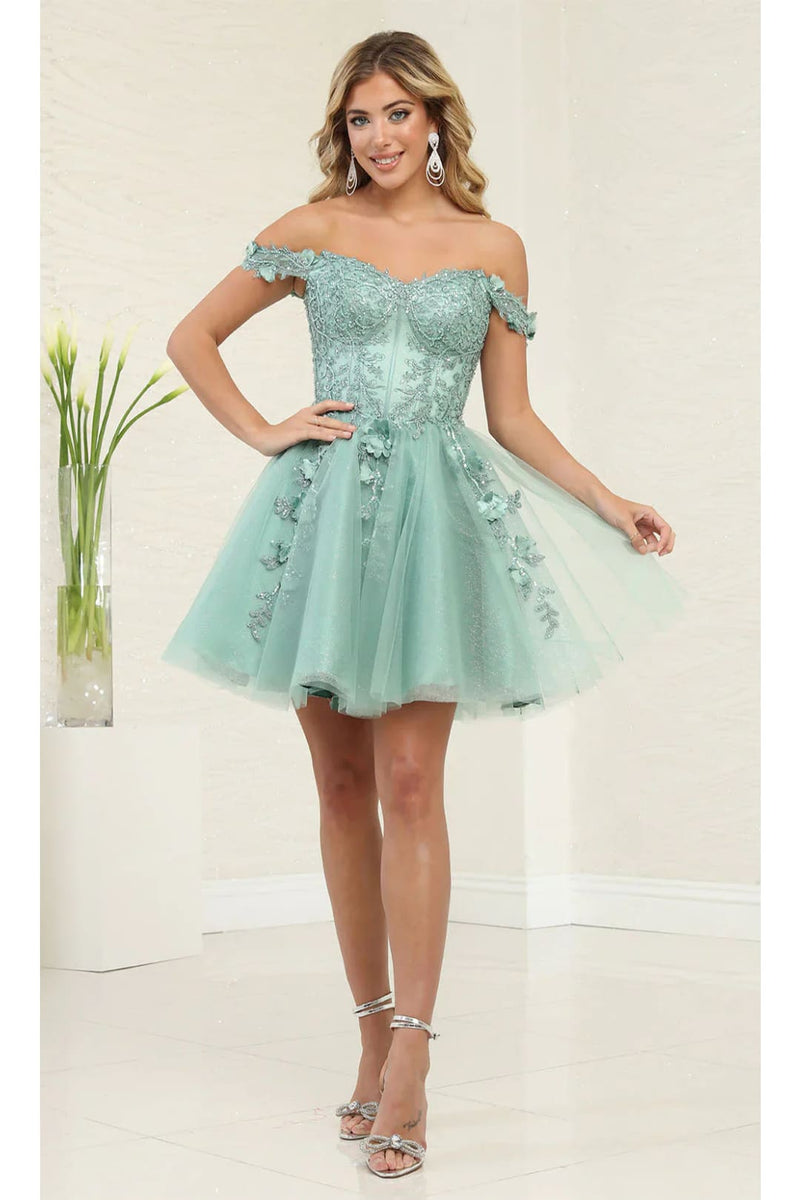 Short Prom Dress Off The Shoulder A-line Homecoming Style by MQ2081