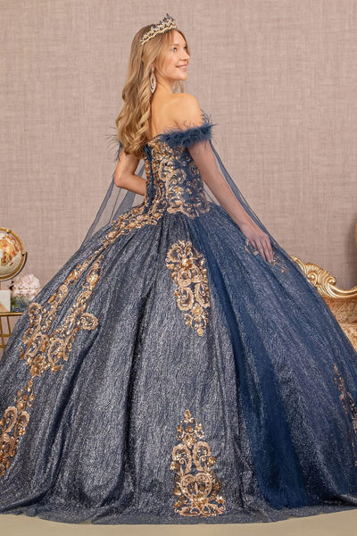 Metallic Off Shoulder Ball Gown by Elizabeth K GL3107 - Quinceanera Dresses