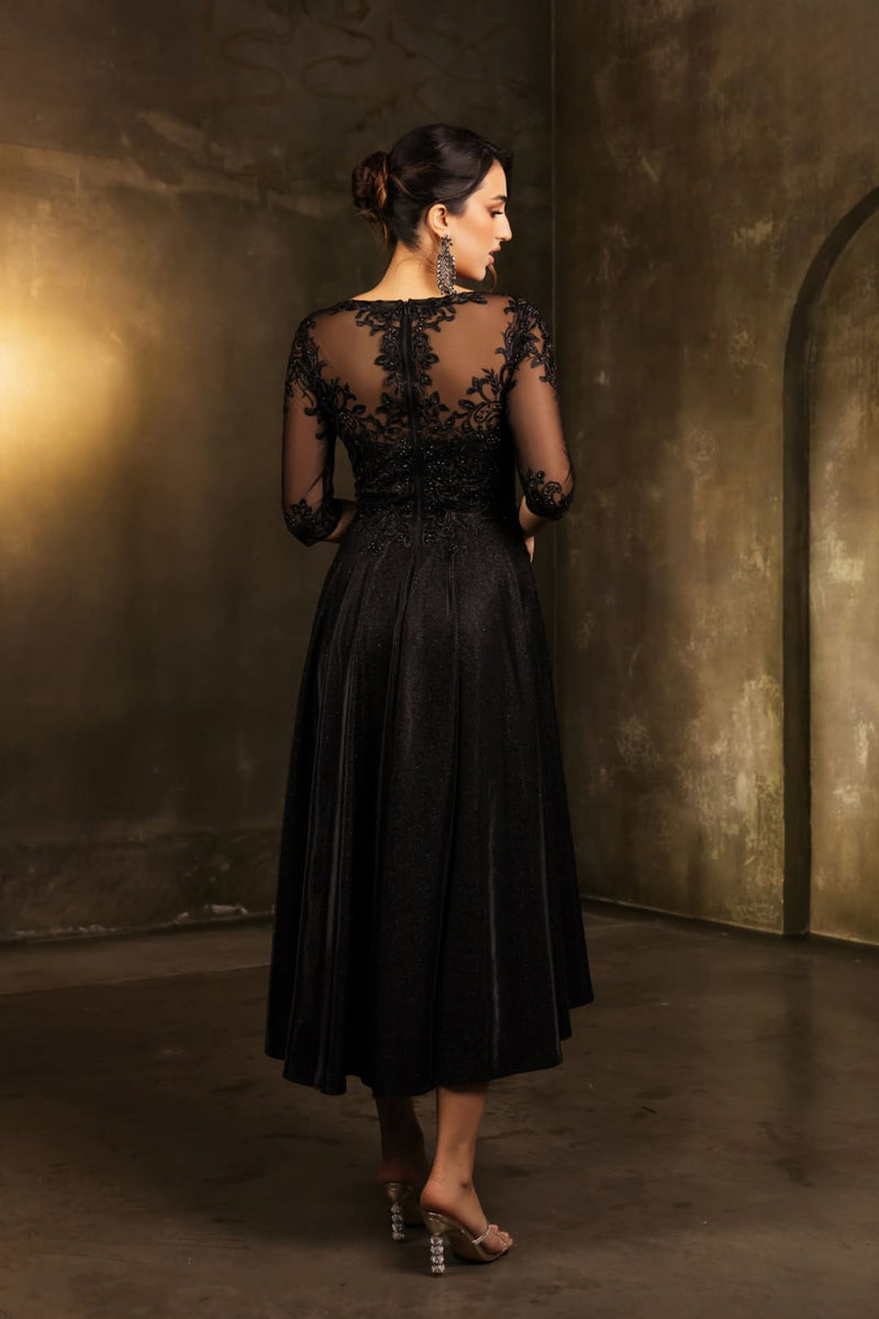 black semi formal dress with sleeves Funeral in For Women & Ladies Plus Size Outfit by MQ2057 47 cm (max 49 10-30-ROW3 COLOR:Rose Gold Below the knee dress
