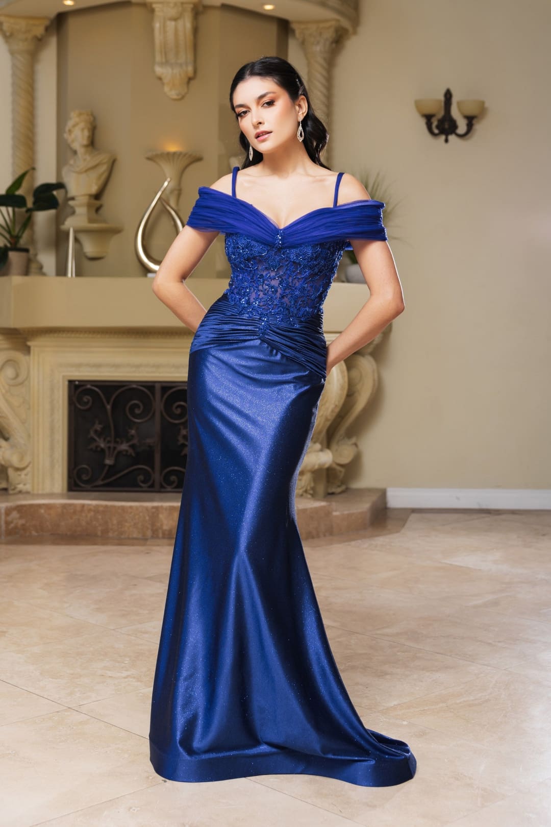 Mother Of The Bride Dress Off The Shoulder Sequin Gown By May Queen MQ2151 - Dress
