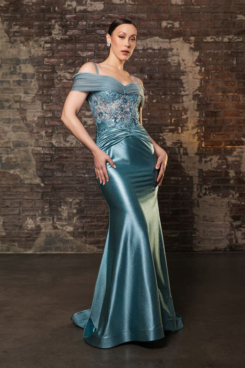 Mother Of The Bride Dress Off The Shoulder Sequin Gown By May Queen MQ2151 - Dress