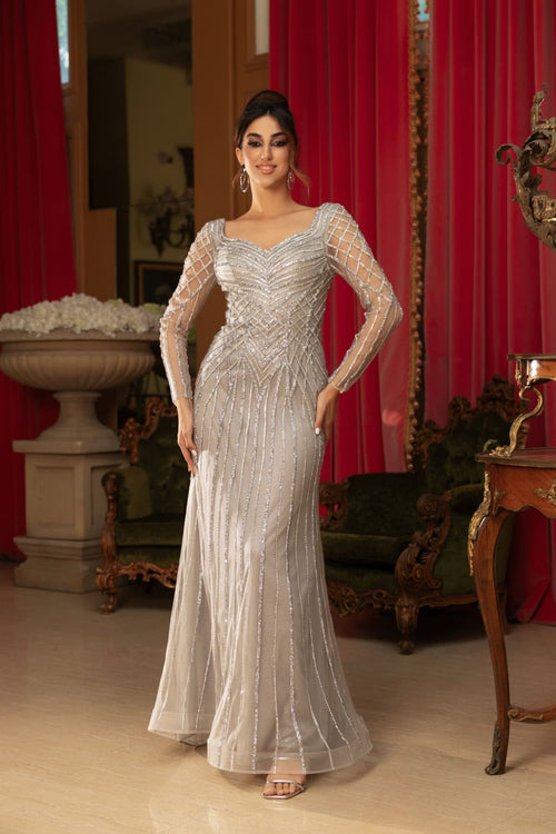 Mother Of The Bride Dress Sweetheart Formal Gown By Royal Queen RQ8132 - SILVER / 8 - Dress