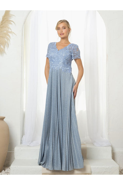 Mother of the Bride Dresses Mother of the Bride Long Formal Metallic Dress Perry Blue