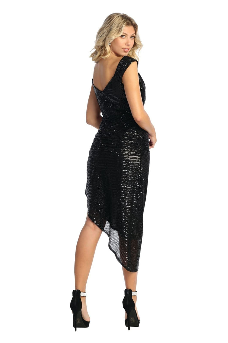 black nye dress New Year's Eve in Style MQ1914 Outfit Comes with free pair white silk dress Mac Duggal Short-Sleeve Mock-Neck Color:Black/Red