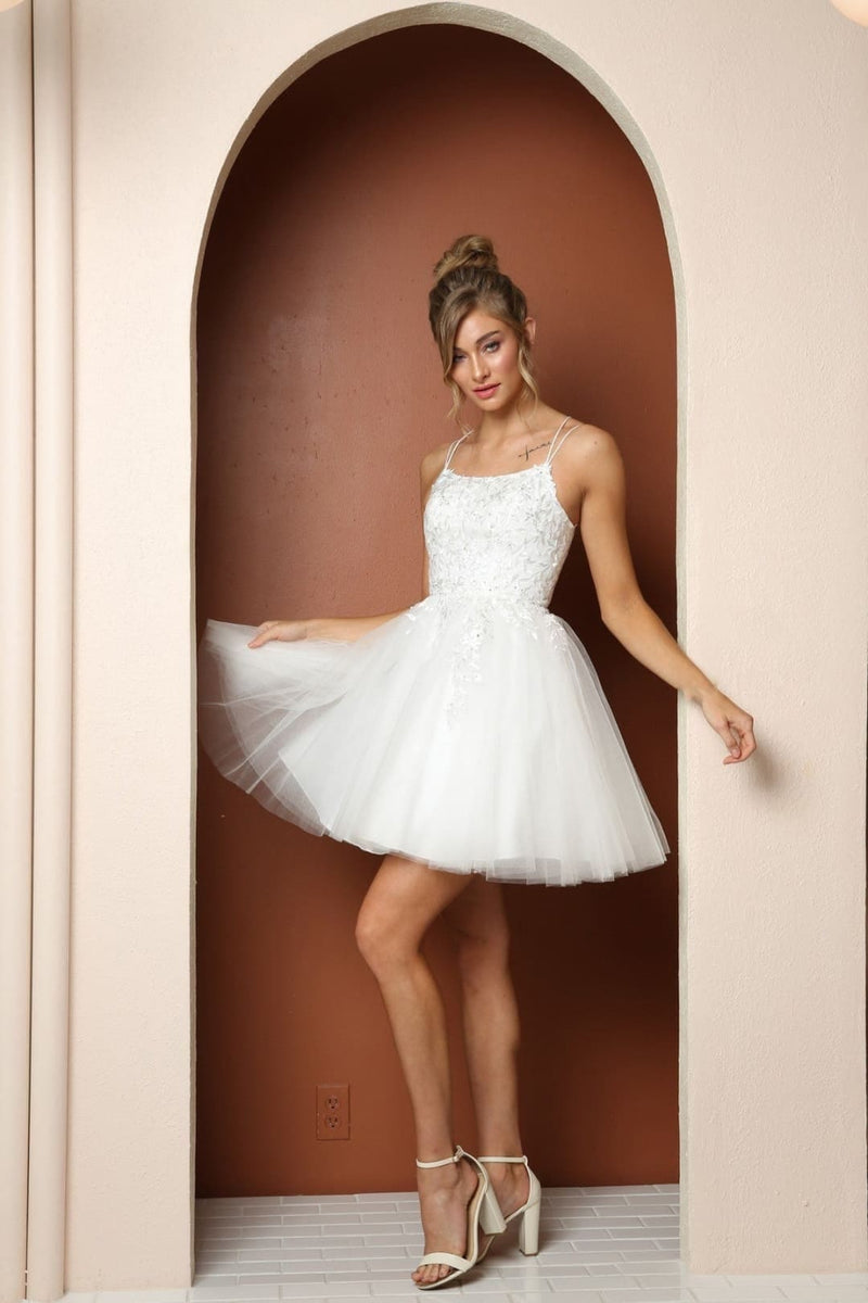 Nox Anabel T718 White Graduation Dress Commencement Ceremony Party Outfit