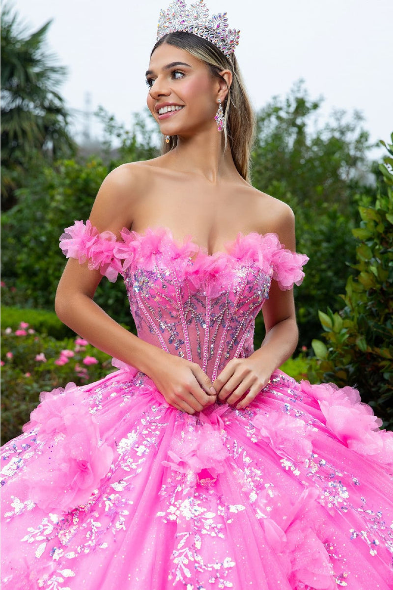 Floral Off Shoulder Cape Sleeve Ball Gown by GLS Gloria GL3465