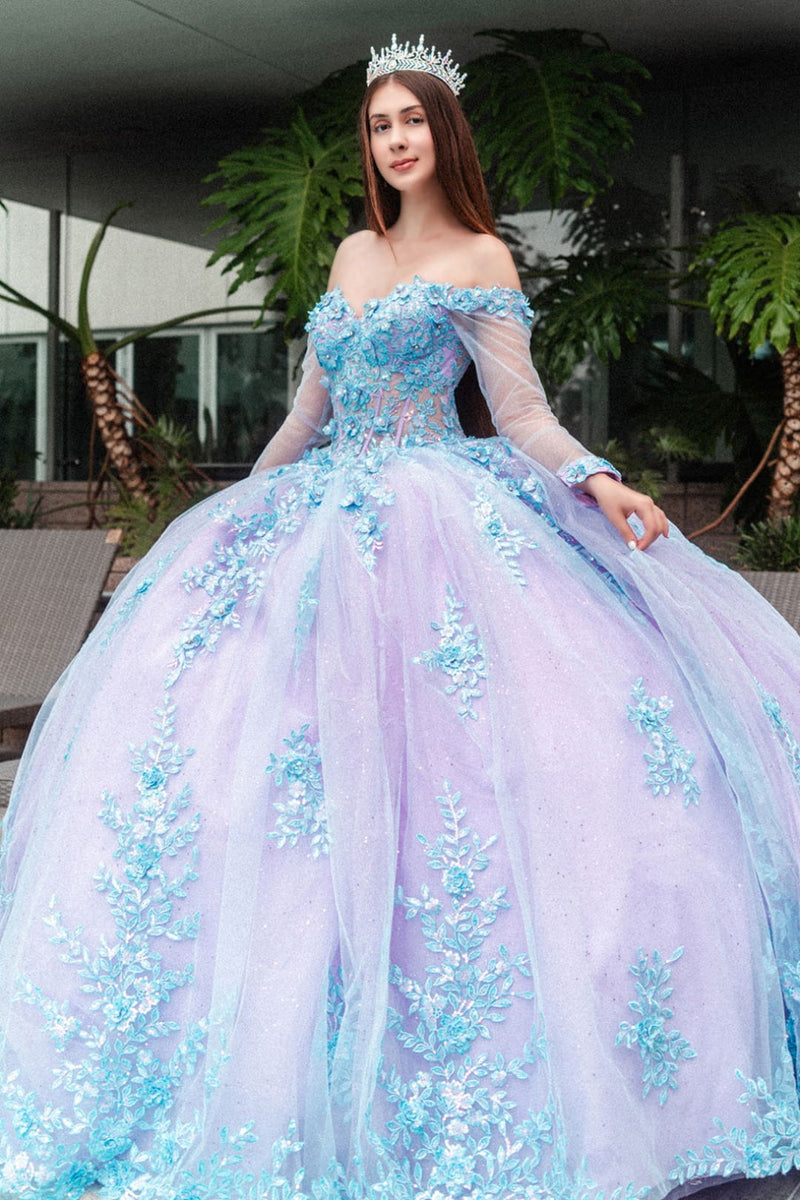 Off Shoulder Long Sleeve Ball Gown by GLS Gloria GL3503 Off Shoulder Long Sleeve Ball Gown by GLS Gloria GL3503