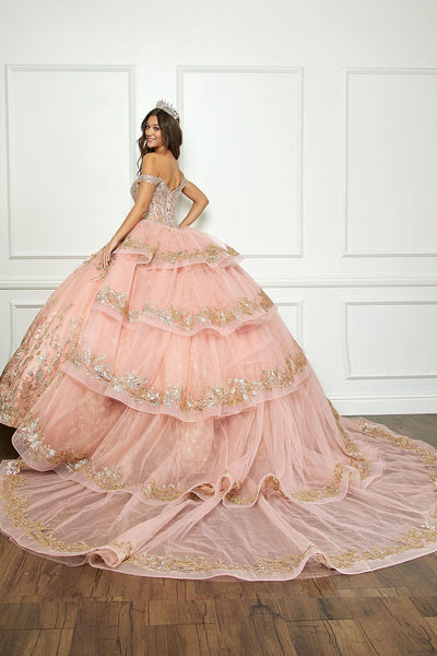 Off Shoulder Puff Sleeve Ball Gown by Bella Princess PQ1041