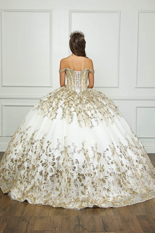 Off Shoulder Puff Sleeve Ball Gown by Bella Princess PQ1041