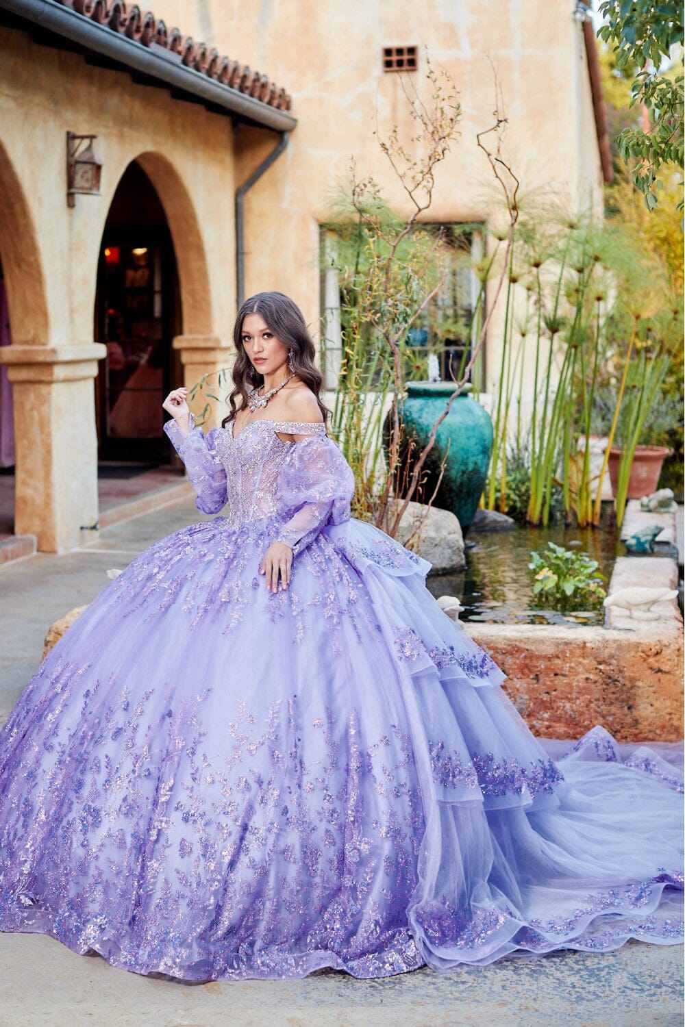 Off Shoulder Puff Sleeve Ball Gown by Bella Princess PQ1041