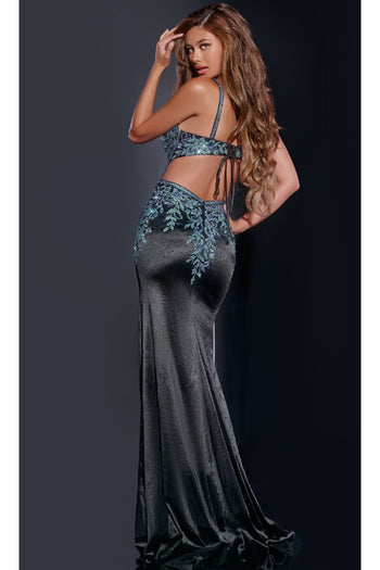 Open-Back Beaded Long Prom Dress: Jovani 43796 - Apparel & Accessories > Clothing > Dresses