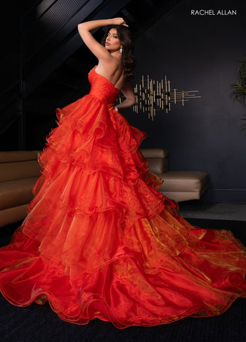 Rachel Allan 50312 Organza Strapless Ruffled A-line Gown